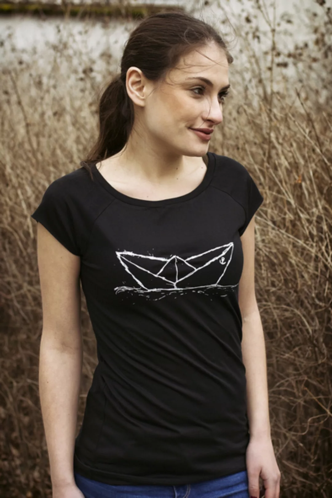 Paperboat Cap Sleeve Shirt Biobaumwolle & Fair Trade _ Black günstig online kaufen