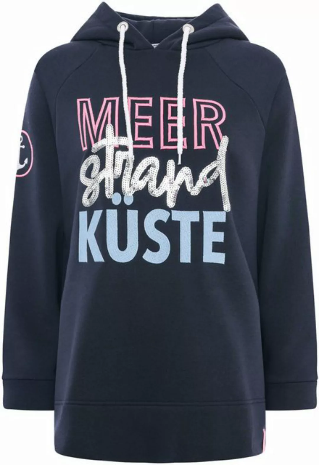 Zwillingsherz Hoodie Meer Strand Küste mit auffälligem Schriftzug-Print günstig online kaufen