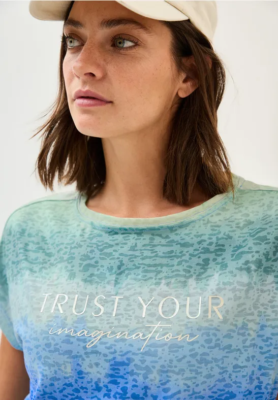 Cecil Print-Shirt, mit Glitzer-Wording-Print günstig online kaufen