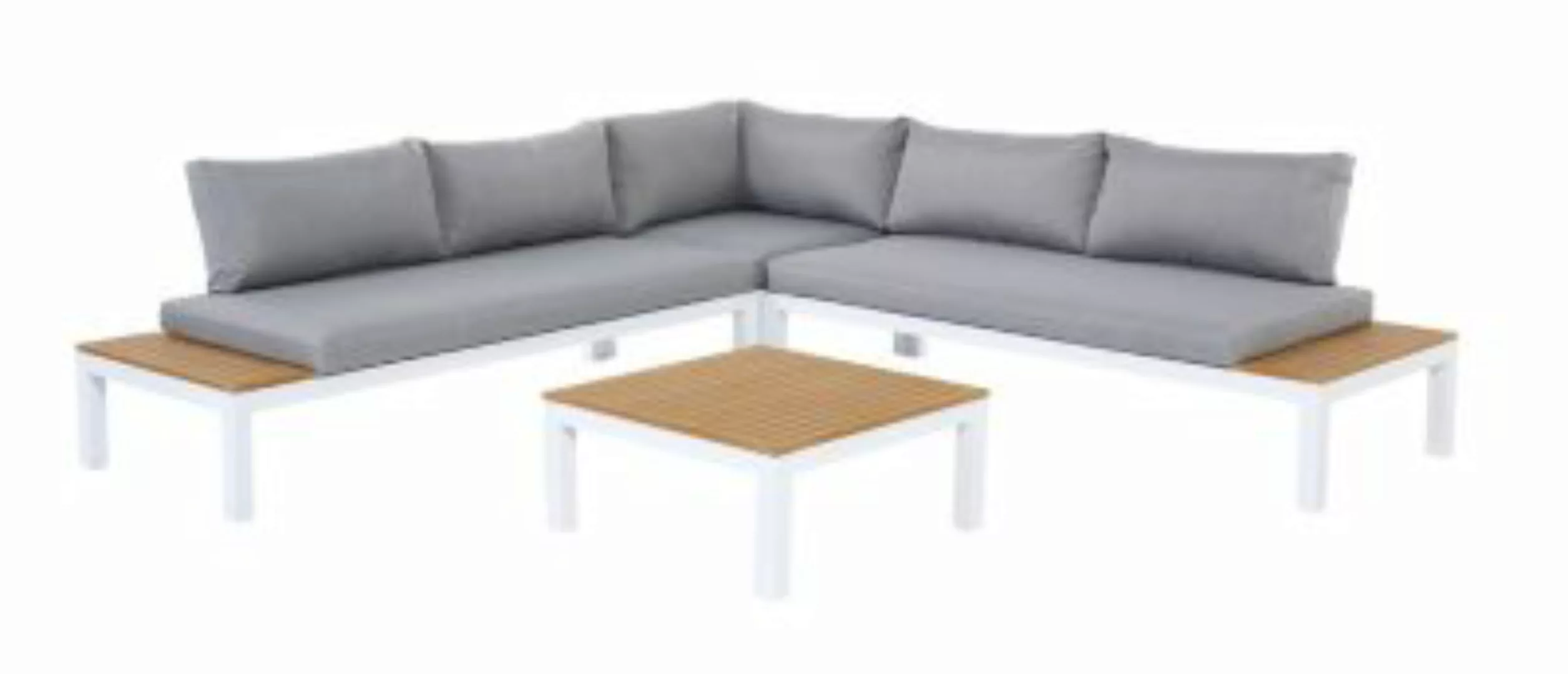 Gartenfreude Lounges Aluminium Sitzgarnitur Ambience Combi weiß/beige günstig online kaufen
