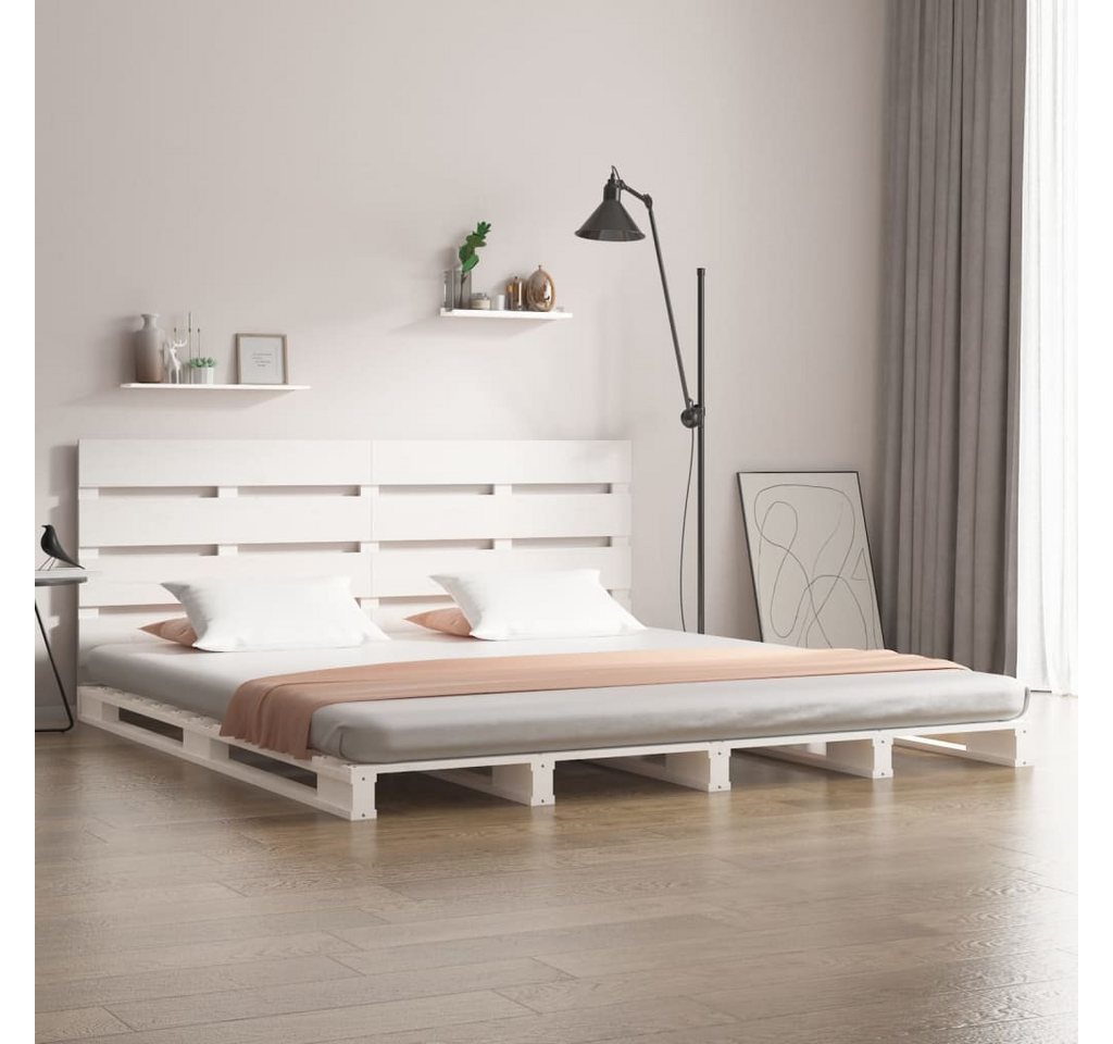 vidaXL Bettgestell Massivholzbett Weiß 150x200 cm Kiefer 5FT King Size Bett günstig online kaufen