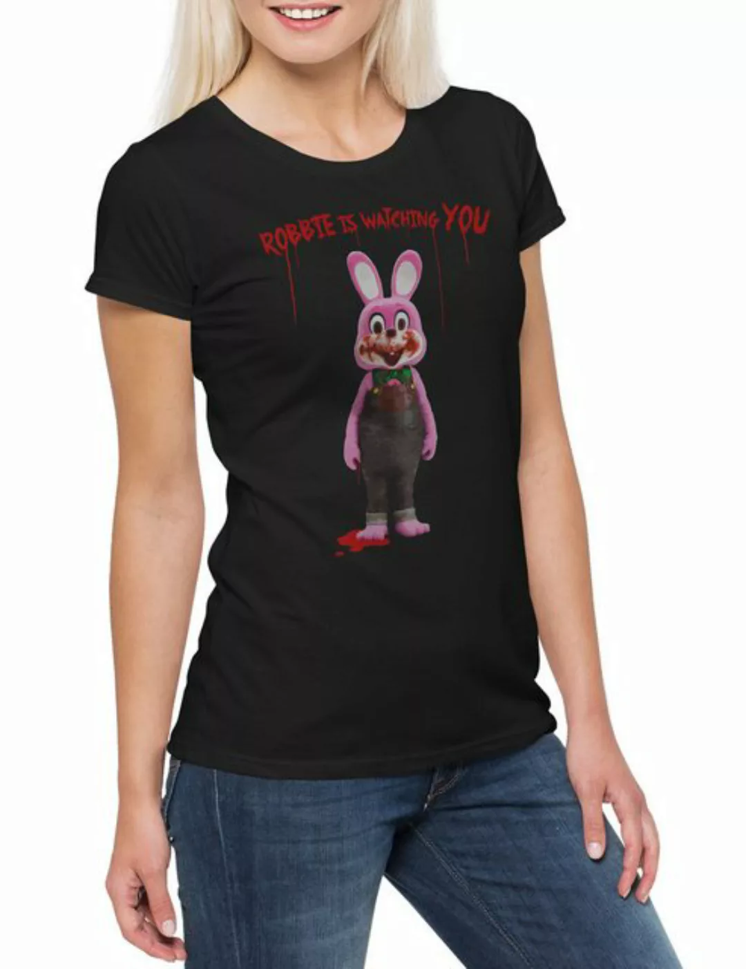 Urban Backwoods Print-Shirt Robbie The Evil Rabbit Damen T-Shirt Silent Hor günstig online kaufen