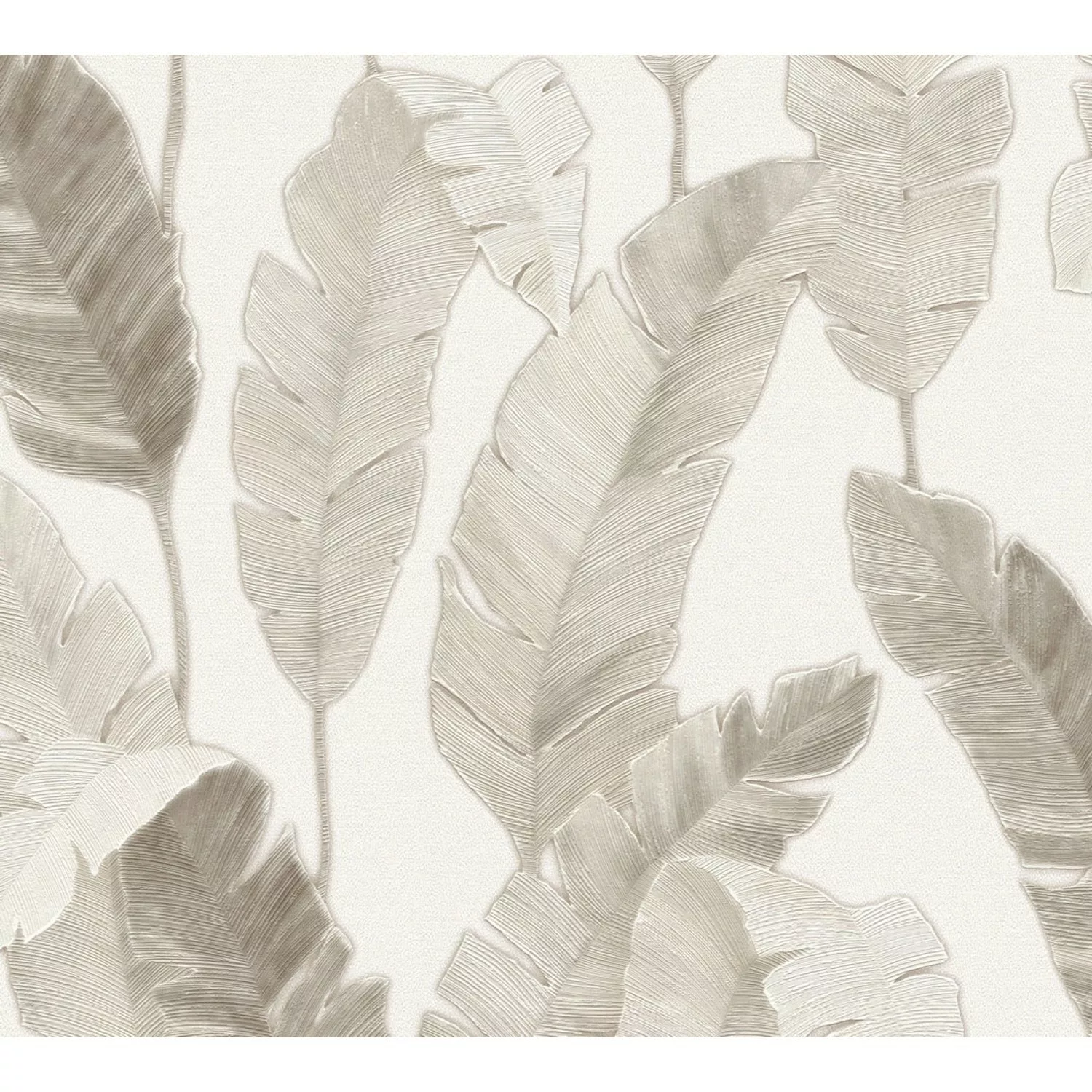 AS-Creation Vliestapete Blätter Floral Leicht Glänzend Strukturiert Weiß Be günstig online kaufen
