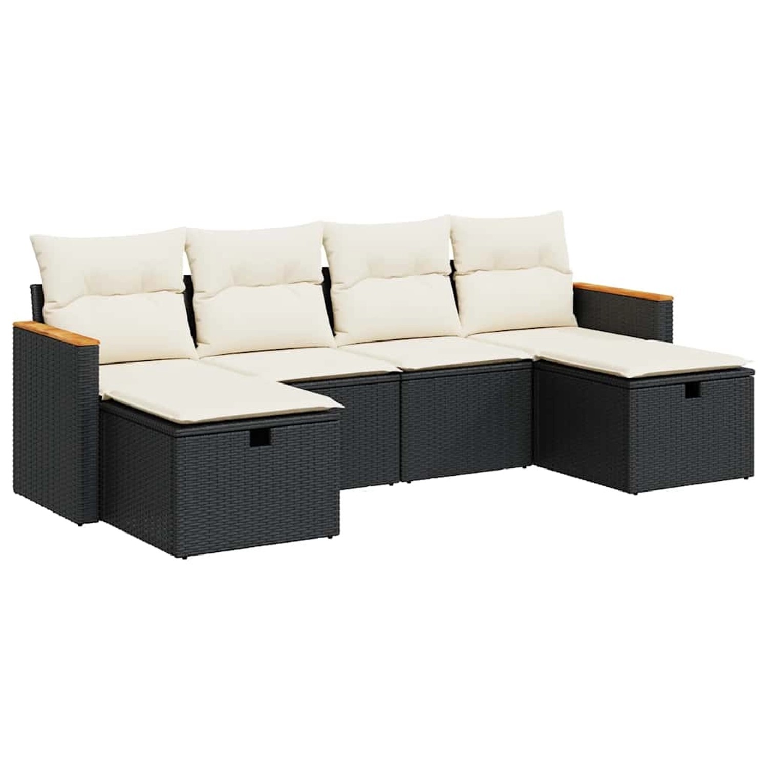 vidaXL 6-Tlg Garten-Sofagarnitur mit Kissen Schwarz Poly Rattan 3325941 günstig online kaufen
