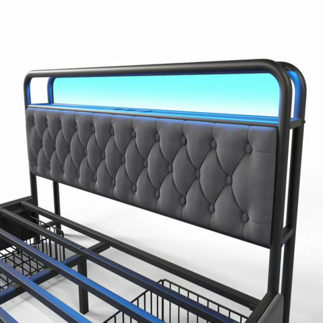 OKWISH Polsterbett Metallbett Stauraumbett (Doppelbett, 140×200CM, mit Bett günstig online kaufen