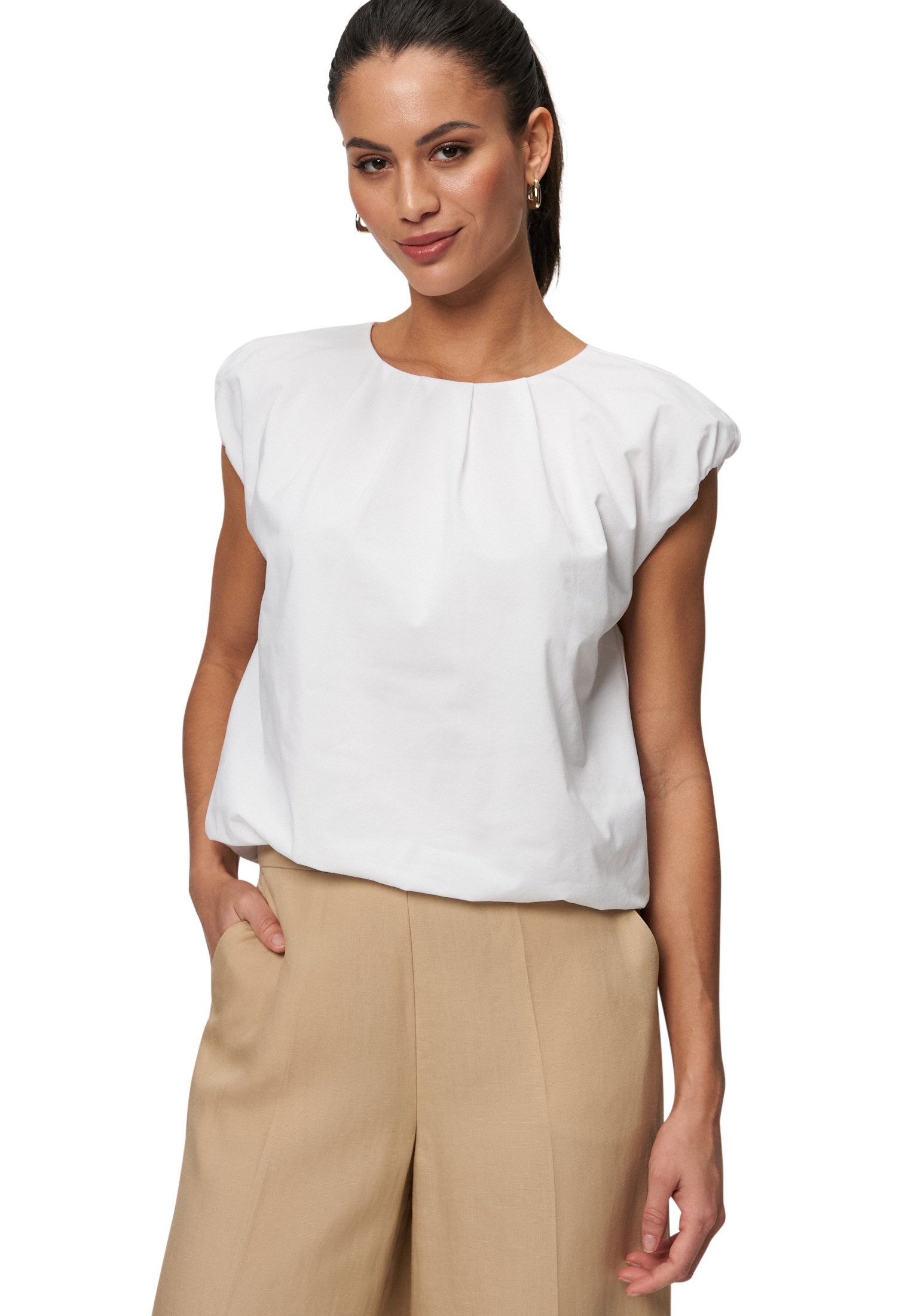 Zero T-Shirt "zero Damen Shirt mit gerafften Ärmeln", (1 tlg.), drapiert /g günstig online kaufen