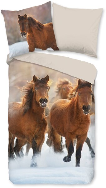 good morning Kinderbettwäsche »Ponies«, (2 tlg.), 100% Baumwolle/ Flanell ( günstig online kaufen
