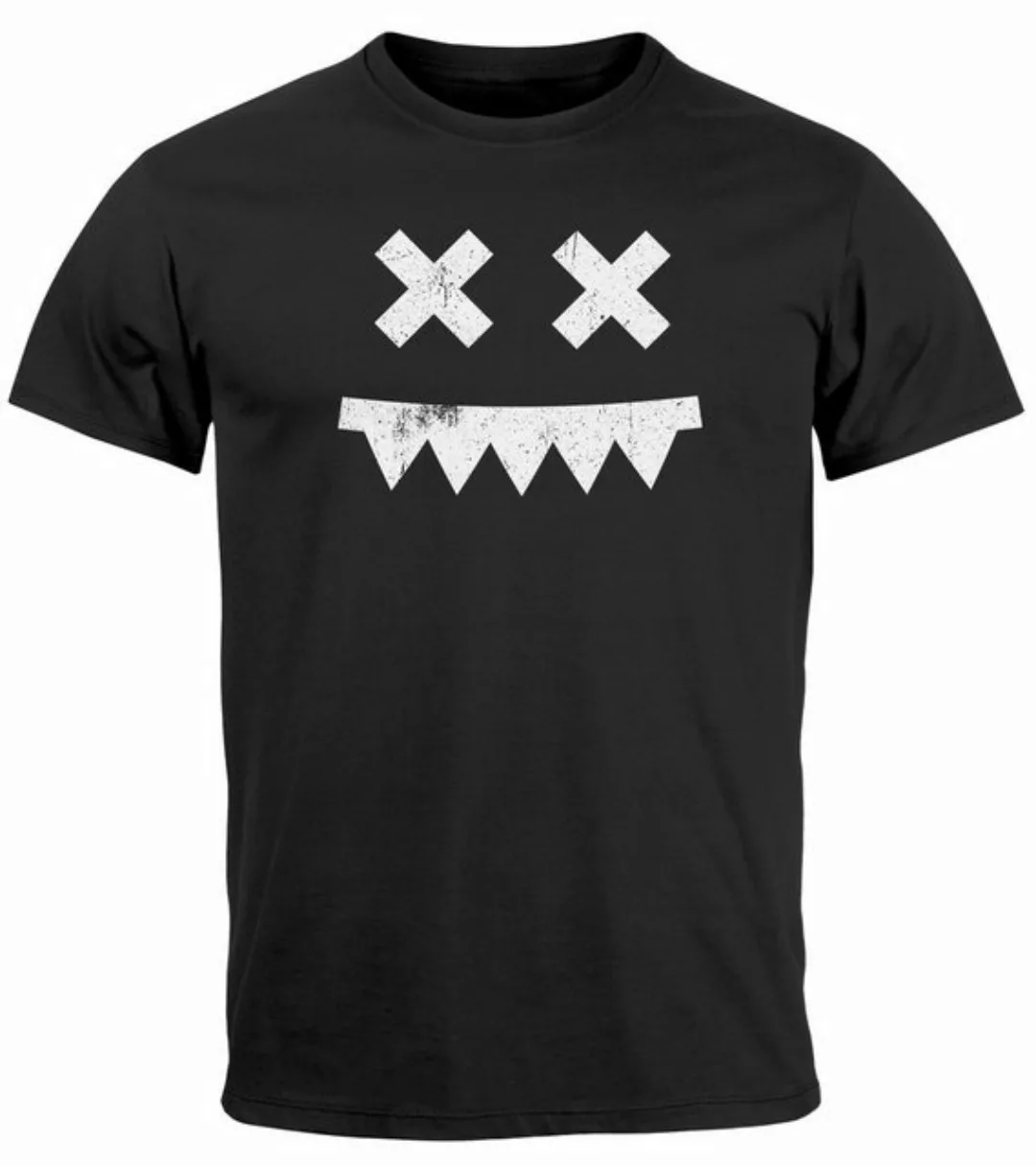 Neverless Print-Shirt Herren T-Shirt Frontprint Smile Smiling Face Techwear günstig online kaufen