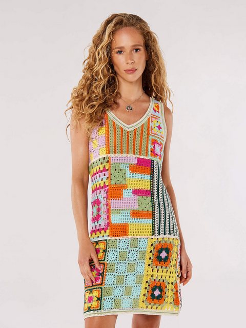 Apricot Sommerkleid im Patchwork-Design, gehäkelt günstig online kaufen