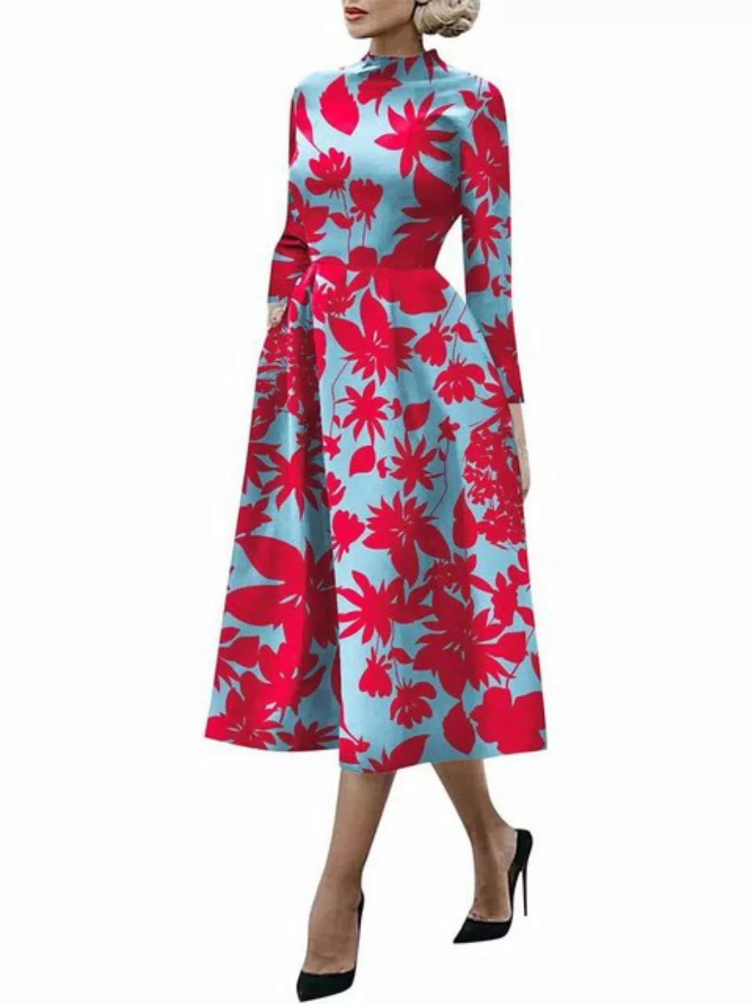 FIDDY Ballonkleid Kleid mit Straps Kragen, langen Ärmeln, schmaler Passform günstig online kaufen