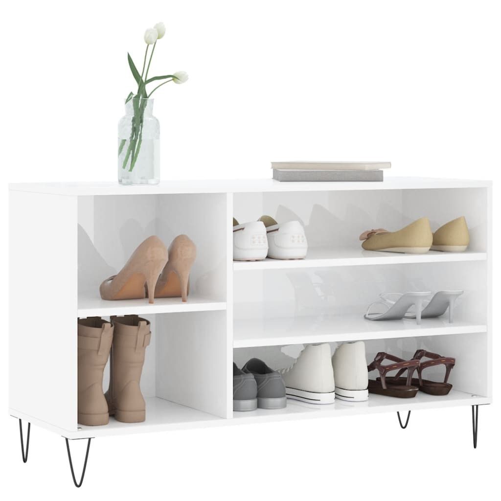 vidaXL Schuhregal Schuhregal Hochglanz-Weiß 102x36x60 cm günstig online kaufen