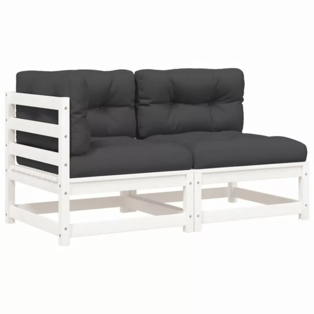 vidaXL Sofa, Gartensofa mit Kissen 2-Sitzer Wachsbraun Massivholz Kiefer günstig online kaufen