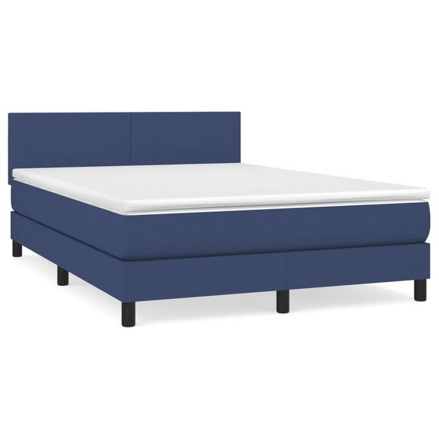 vidaXL Bettgestell Boxspringbett mit Matratze Blau 140x200 cm Stoff Bett Be günstig online kaufen