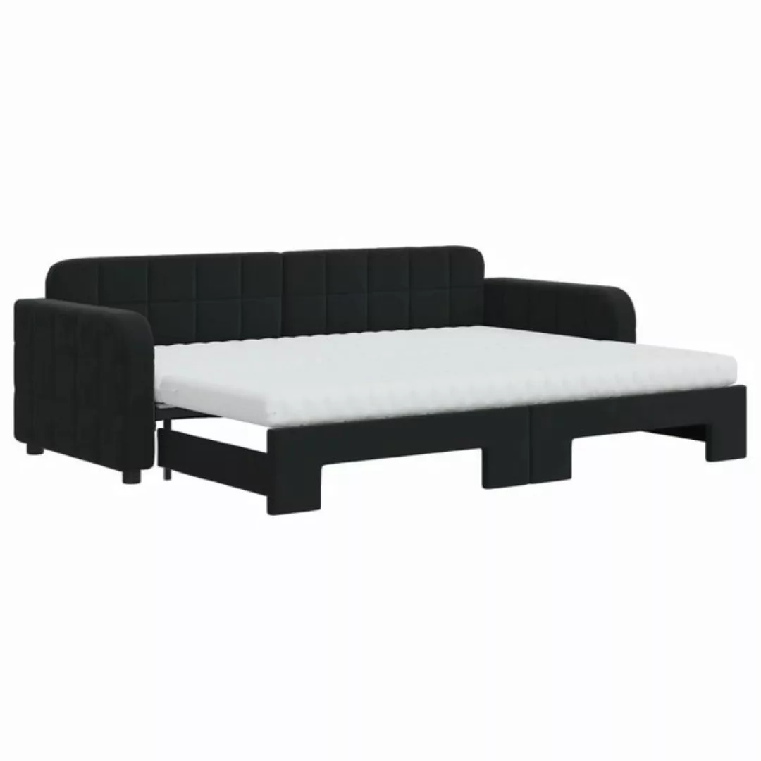 vidaXL Gästebett Gästebett Tagesbett Ausziehbar mit Matratzen Schwarz 80x20 günstig online kaufen