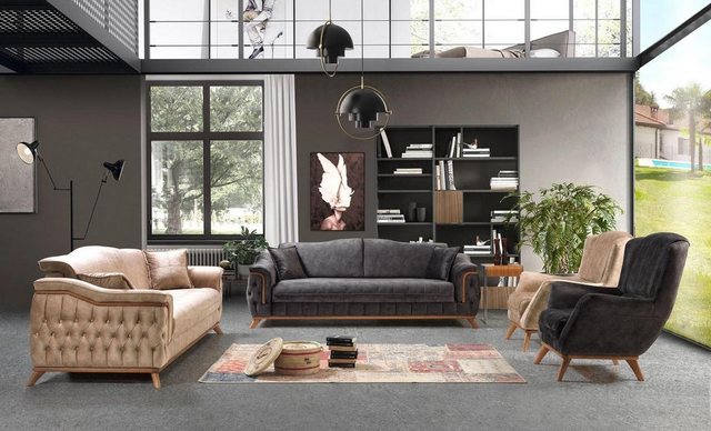 JVmoebel Sofa Sofagarnitur 3 31 1 Sitzer Stoff Design Couch Polster Sofas G günstig online kaufen