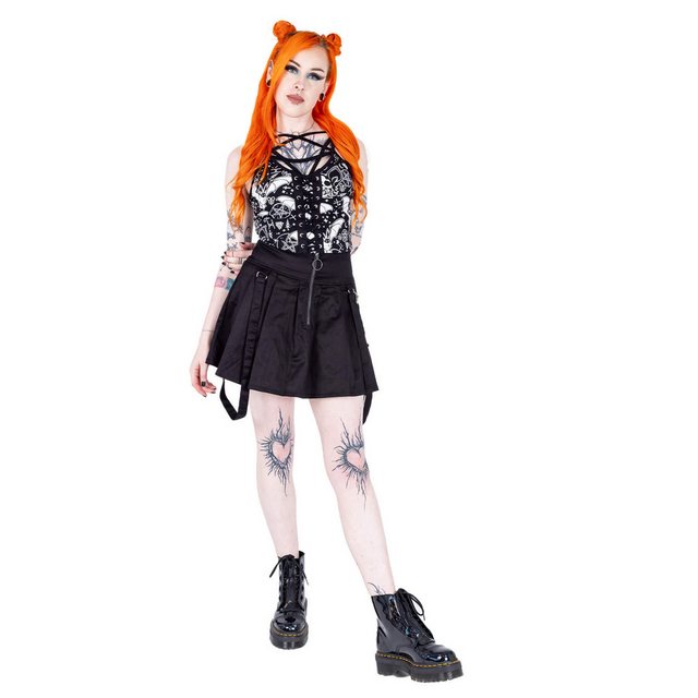 Chemical Black Plisseerock Eseld Punk Gothic Riemen Faltenrock günstig online kaufen