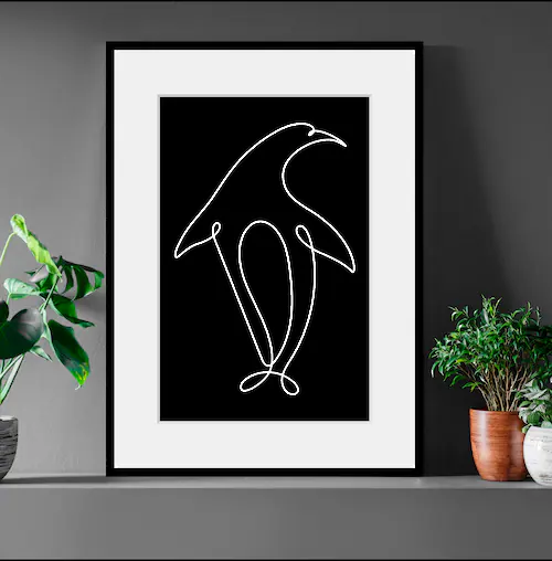 queence Bild "Lilu", Pinguine-Kunst-Schwarz-Weiß, (1 St.), HD Premium Poste günstig online kaufen