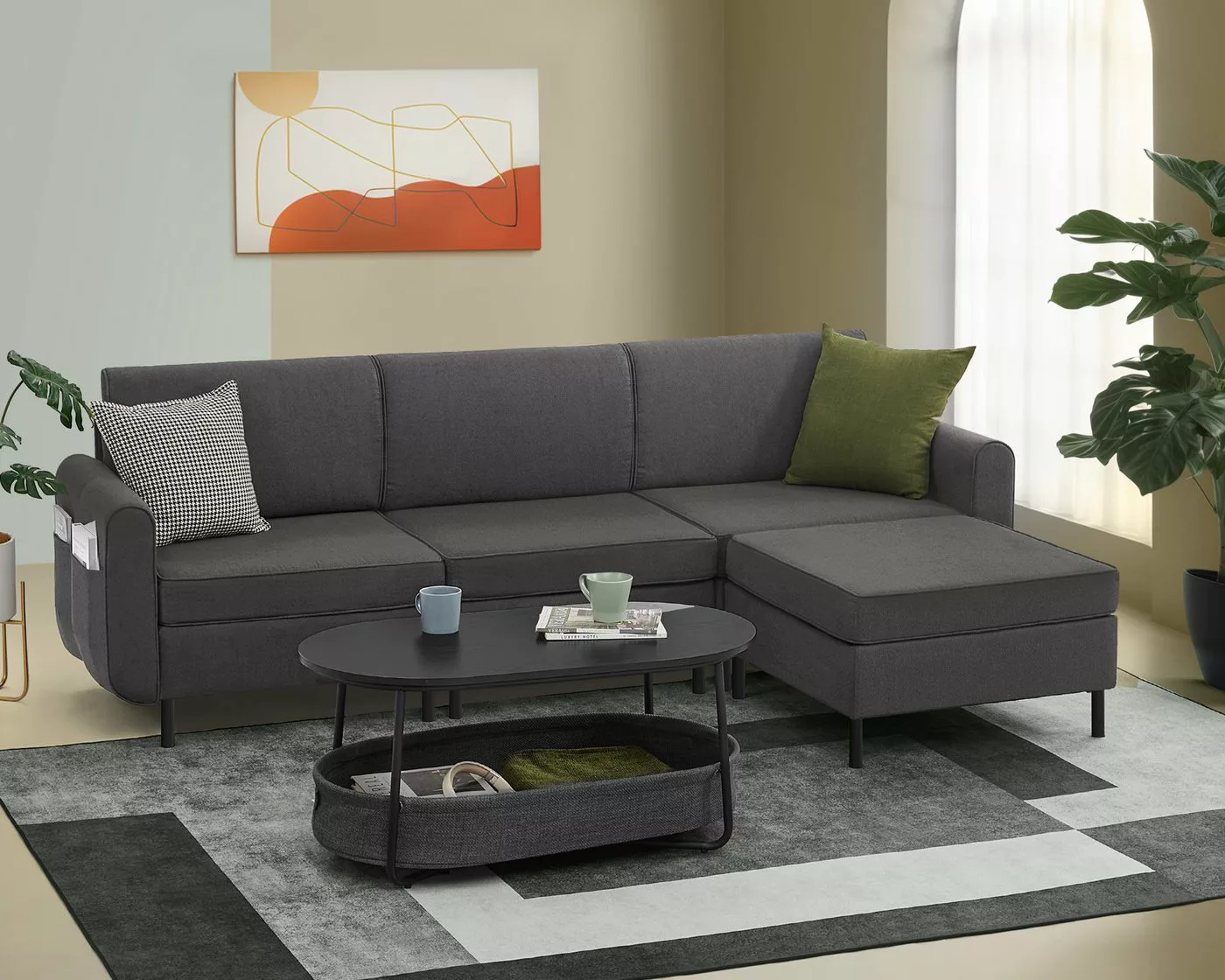 VASAGLE Ecksofa, 4 Teile, Modulares Sofa, 4-Sitzer, Schlafsofa, L-förmiger günstig online kaufen