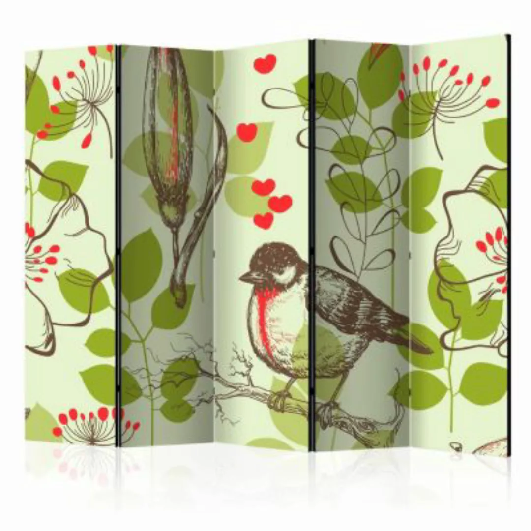 artgeist Paravent Bird and lilies vintage pattern II [Room Dividers] mehrfa günstig online kaufen