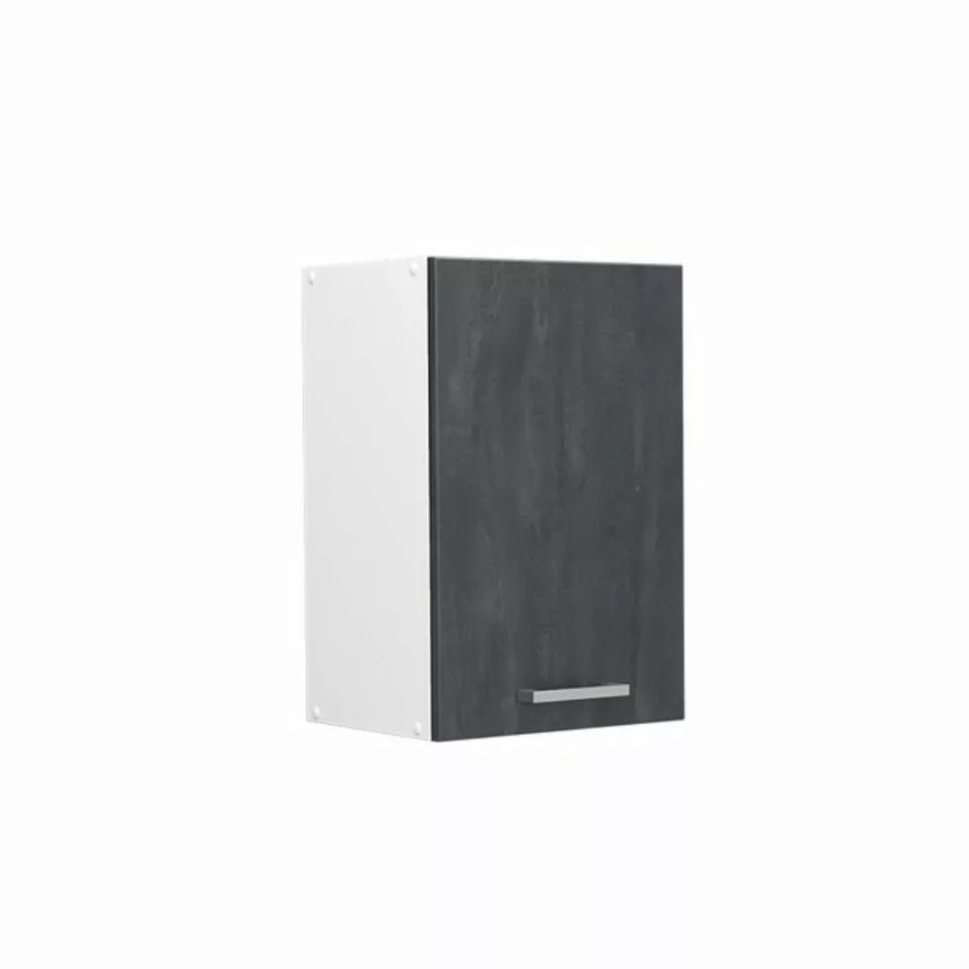 Livinity® Hängeschrank Küchenoberschrank R-Line 40 cm Weiß Schwarz Beton günstig online kaufen