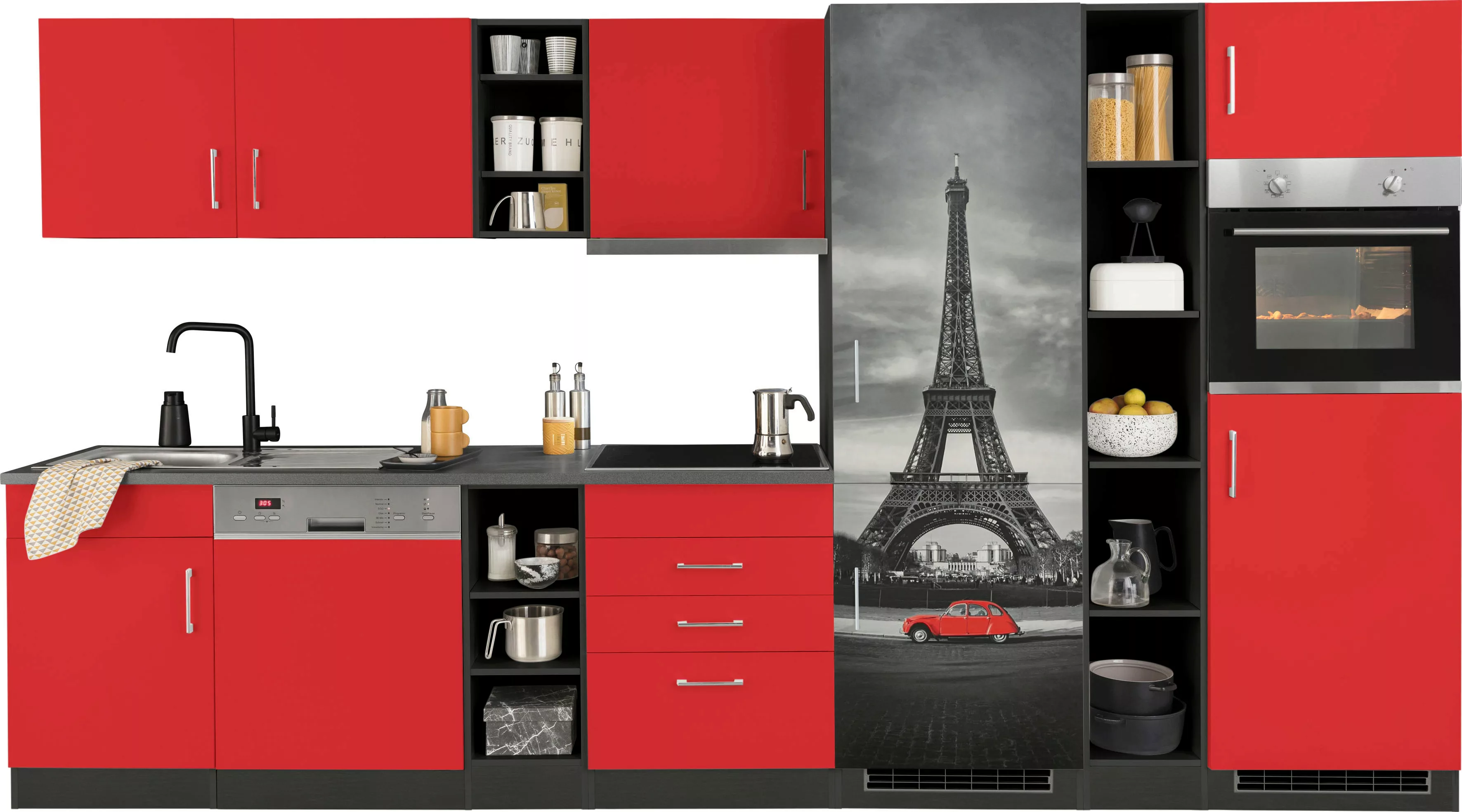 HELD MÖBEL Küchenzeile "Paris", mit E-Geräten, Breite 350 cm, mit großer Kü günstig online kaufen