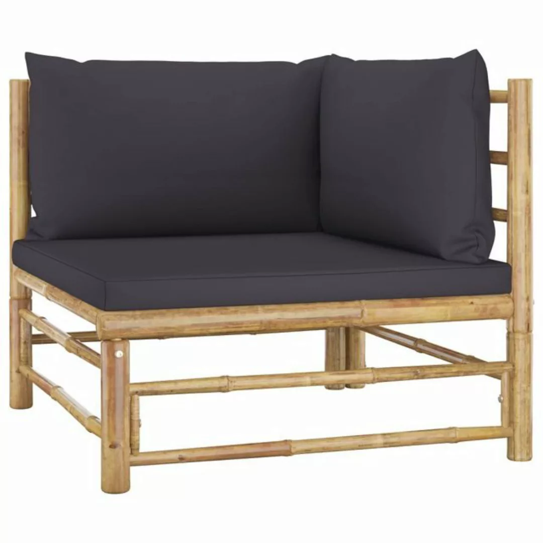 Garten-ecksofa Mit Dunkelgrauen Kissen Bambus günstig online kaufen