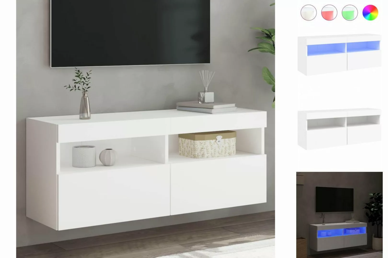 vidaXL TV-Schrank TV-Wandschrank mit LED-Leuchten Weiß 100x30x40 cm günstig online kaufen