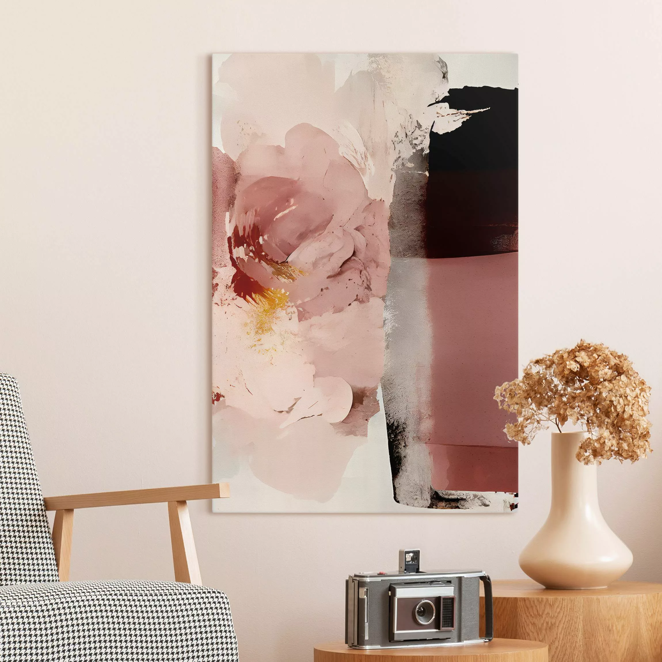 Leinwandbild Abstrakte Blume Rosa günstig online kaufen