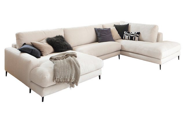 KAWOLA Wohnlandschaft CARA, Sofa U-Form Cord, Longchair rechts od. links, v günstig online kaufen