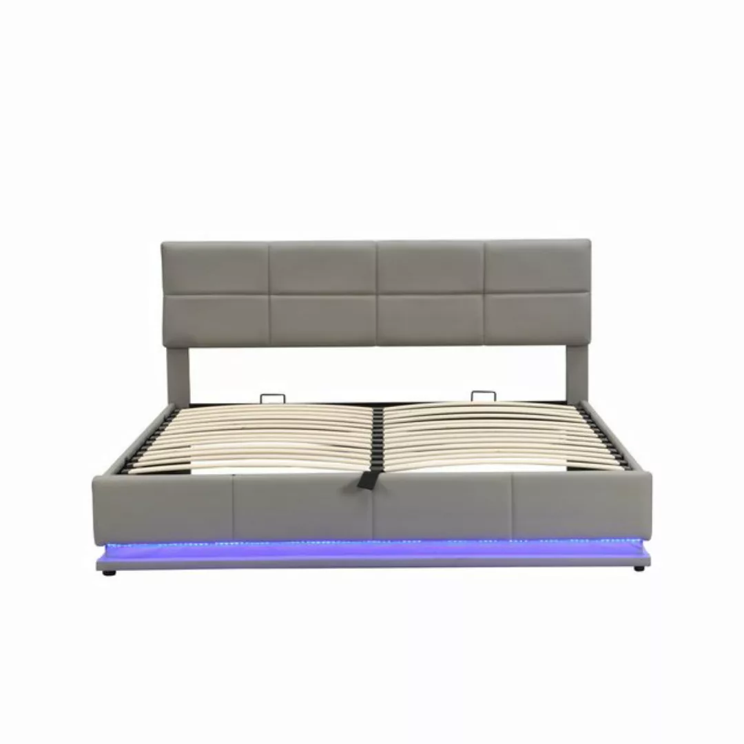 MODFU Polsterbett Doppelbett Stauraumbett Gästebett (mit LED Beleuchtung & günstig online kaufen