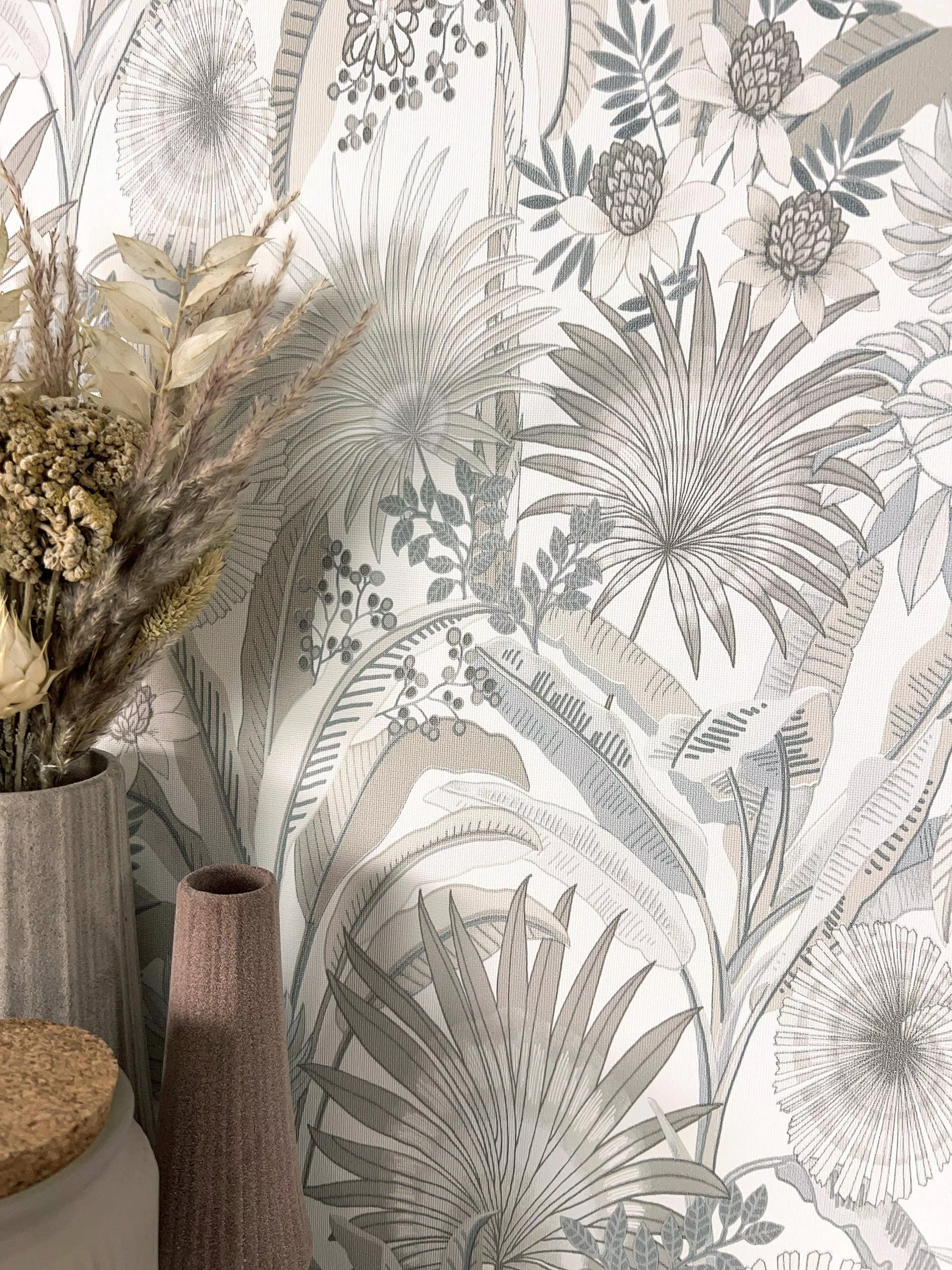 Newroom Vliestapete, Beige Tapete Modern Dschungel günstig online kaufen