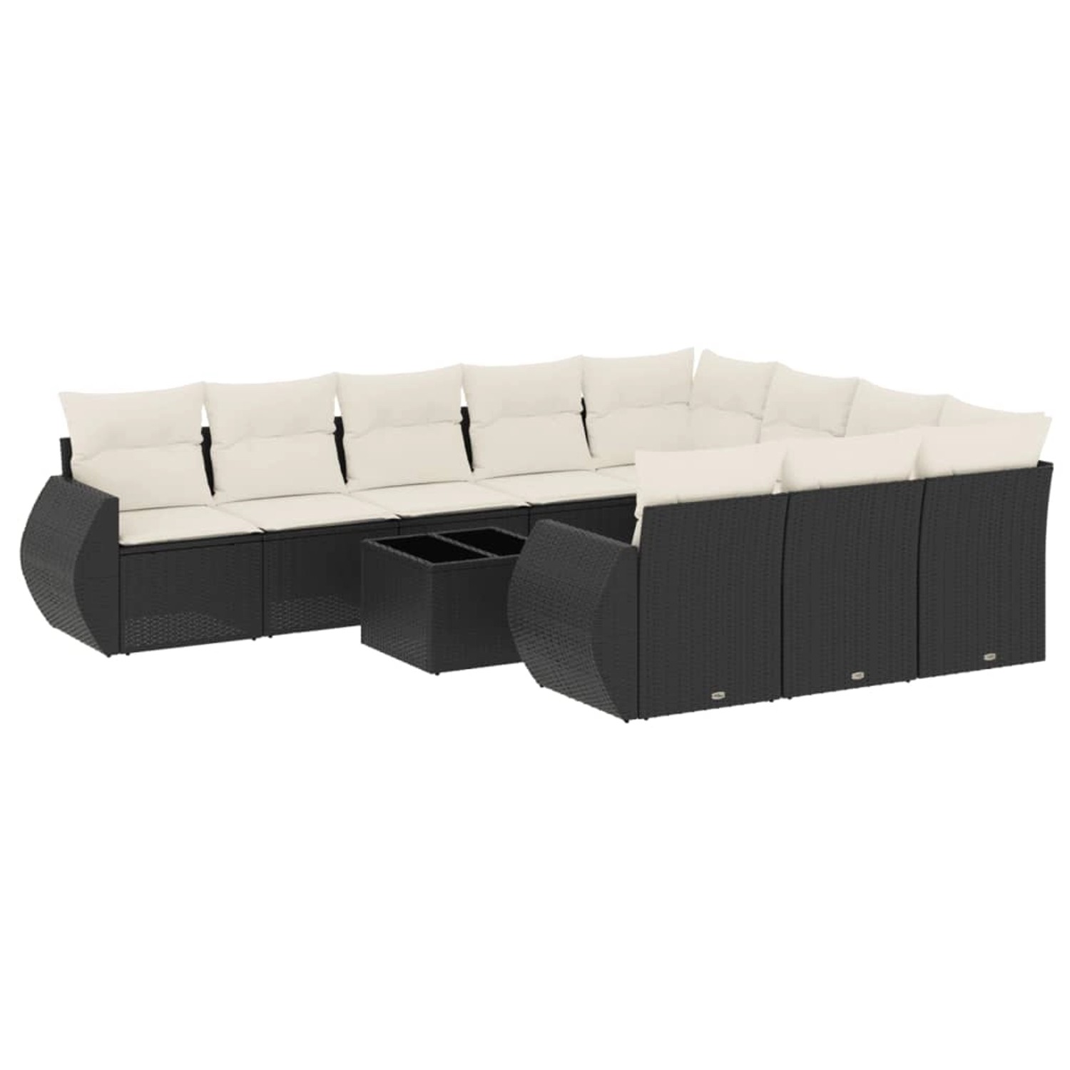 vidaXL 11-Tlg Garten-Sofagarnitur mit Kissen Schwarz Poly Rattan 3254233 günstig online kaufen