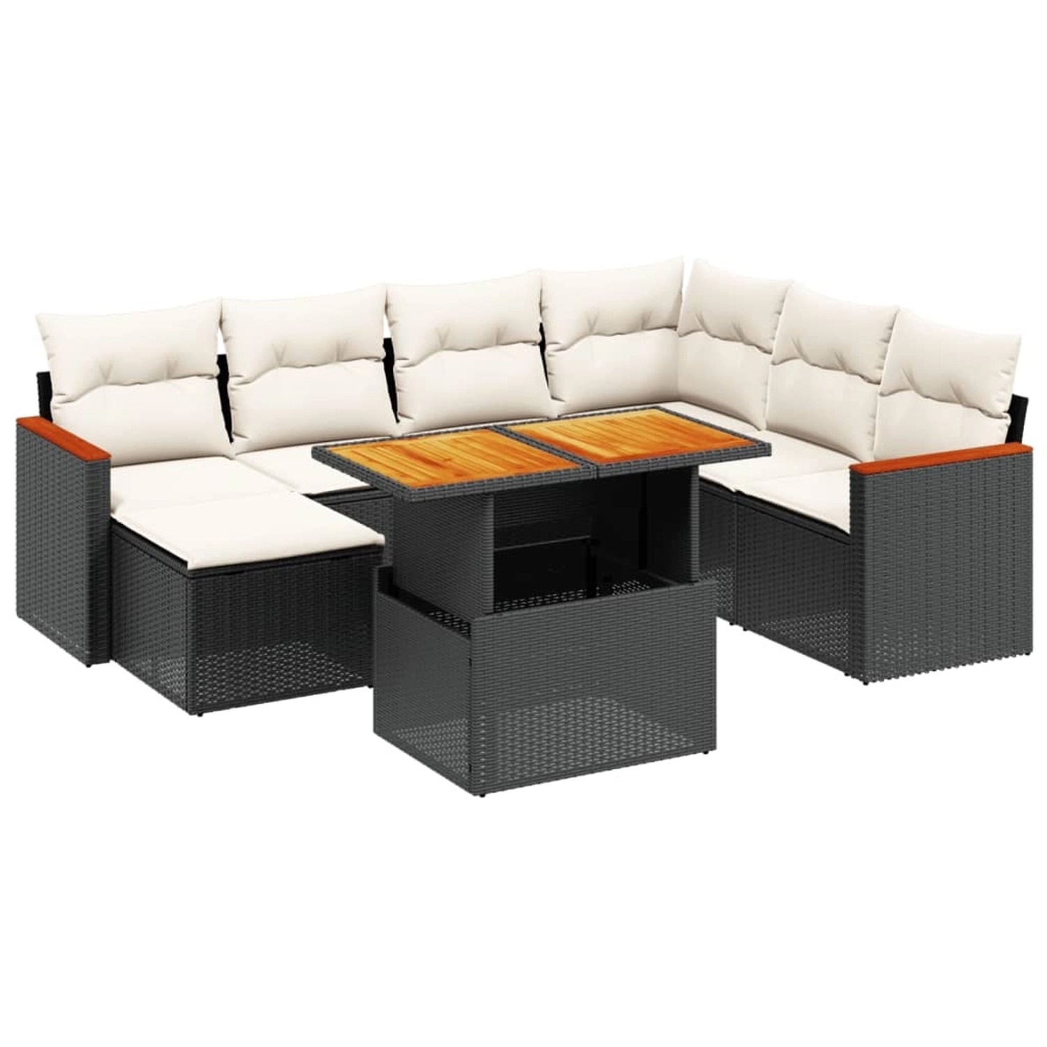 vidaXL 8-Tlg Garten-Sofagarnitur mit Kissen Schwarz Poly Rattan 3273191 günstig online kaufen