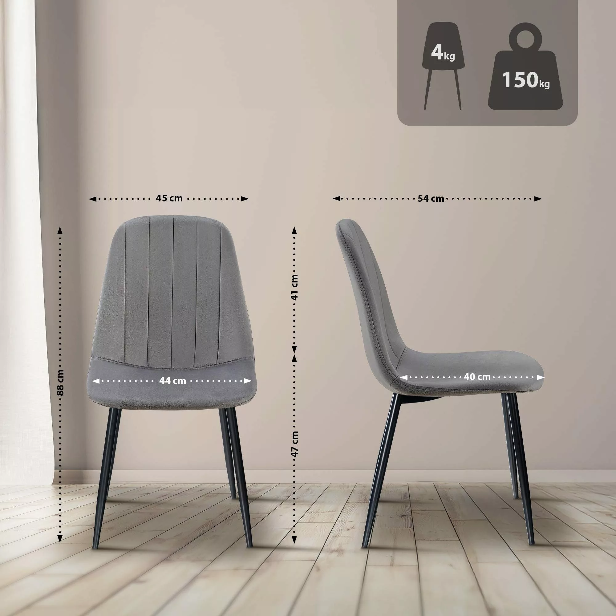 CLP Esszimmerstuhl Baxter (4er Set), gesteppter günstig online kaufen