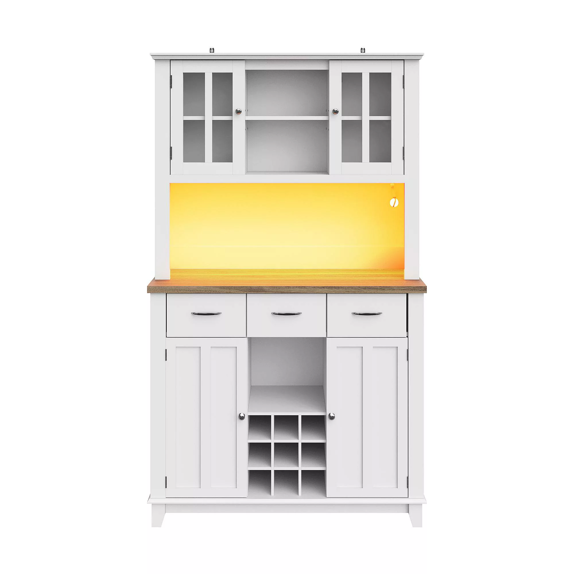 Buffet Schrank, mit LED-Beleuchtung und Weinregal, Kippschutz, Verstellbare günstig online kaufen