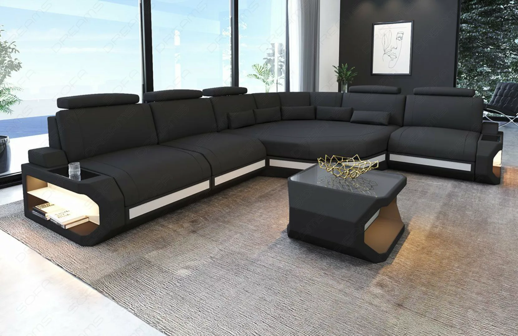 Sofa Dreams Ecksofa Asti M, L Form Stoffsofa, mit LED, mit USB-Anschluss, D günstig online kaufen