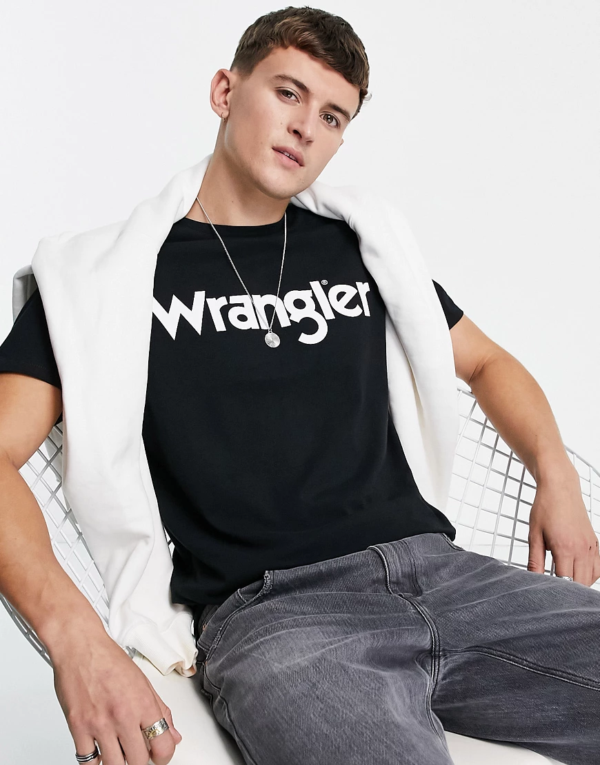 Wrangler – T-Shirt mit Logo-Schwarz günstig online kaufen