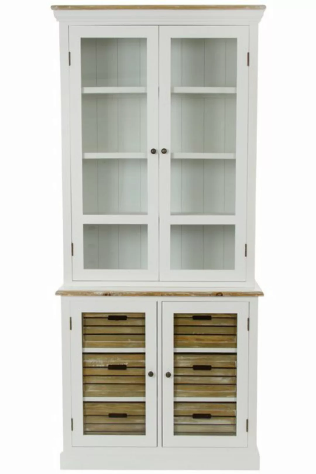 Wohnando Vitrine Vitrinenschrank im "Heidi", angesagter Landhaus-Look weiß, günstig online kaufen