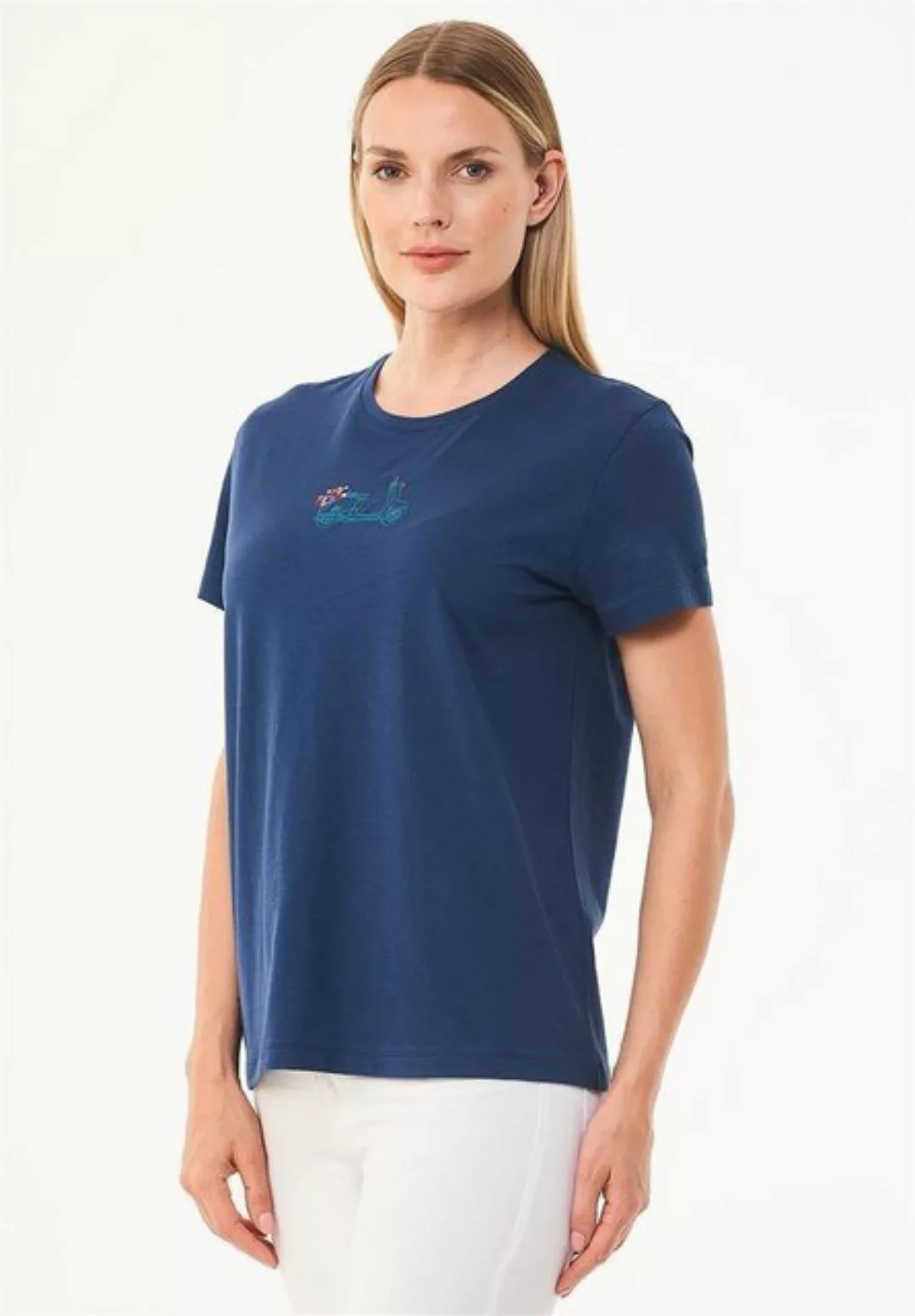 ORGANICATION T-Shirt Women's Embroidered T-shirt in Navy günstig online kaufen