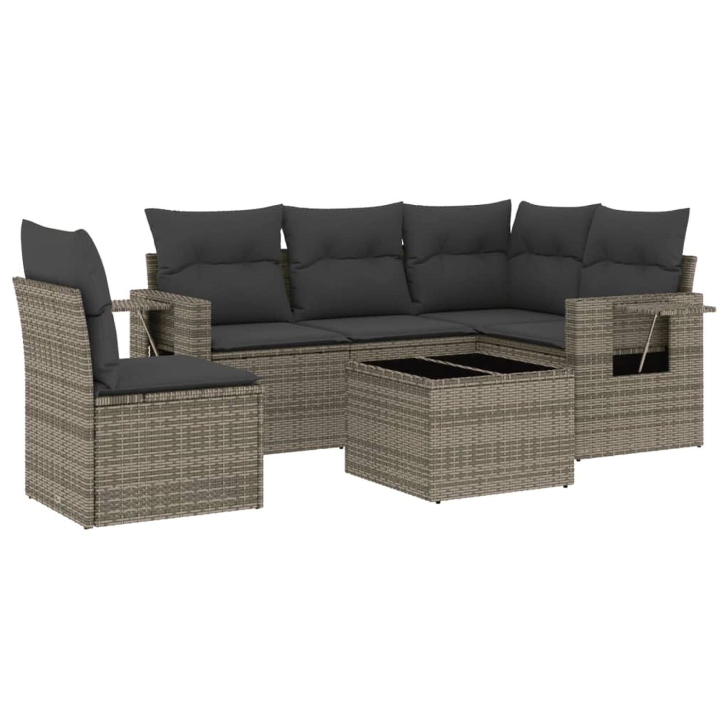 vidaXL 6-Tlg Garten-Sofagarnitur mit Kissen Grau Poly Rattan 3220179 günstig online kaufen
