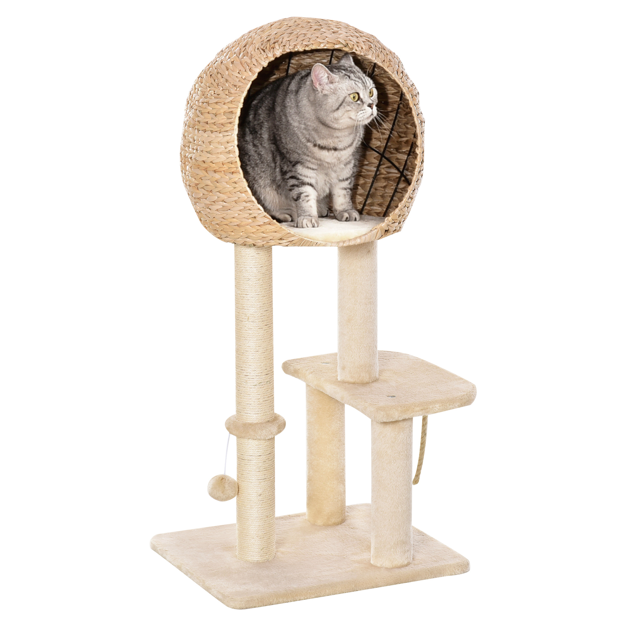 PawHut Kratzbaum mit Katzenhöhle 100H cm Katzennest für kleine Katzen mit B günstig online kaufen