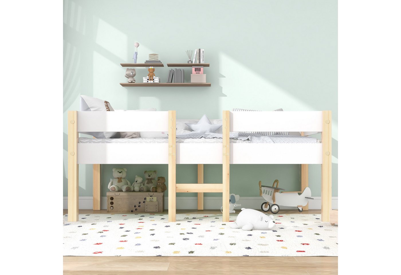 Rhein Beleuchtung Kinderbett kinderbett 90x190 mit rausfallschutz, montesso günstig online kaufen