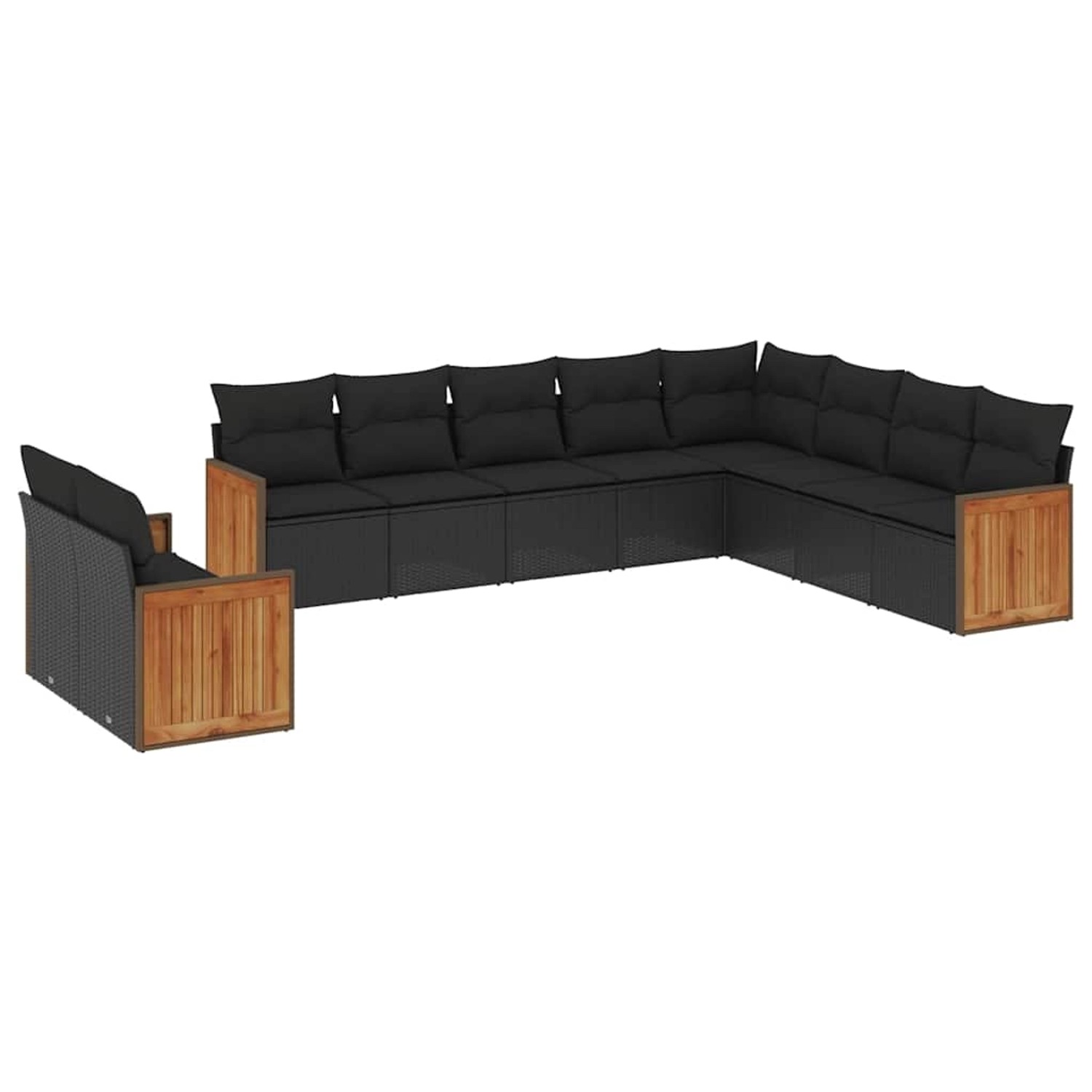 vidaXL 10-Tlg Garten-Sofagarnitur mit Kissen Schwarz Poly Rattan 3260193 günstig online kaufen