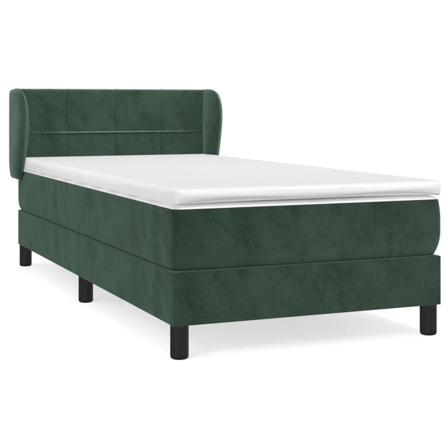 vidaXL Boxspringbett Boxspringbett mit Matratze Dunkelgrün 90x200 cm Samt B günstig online kaufen