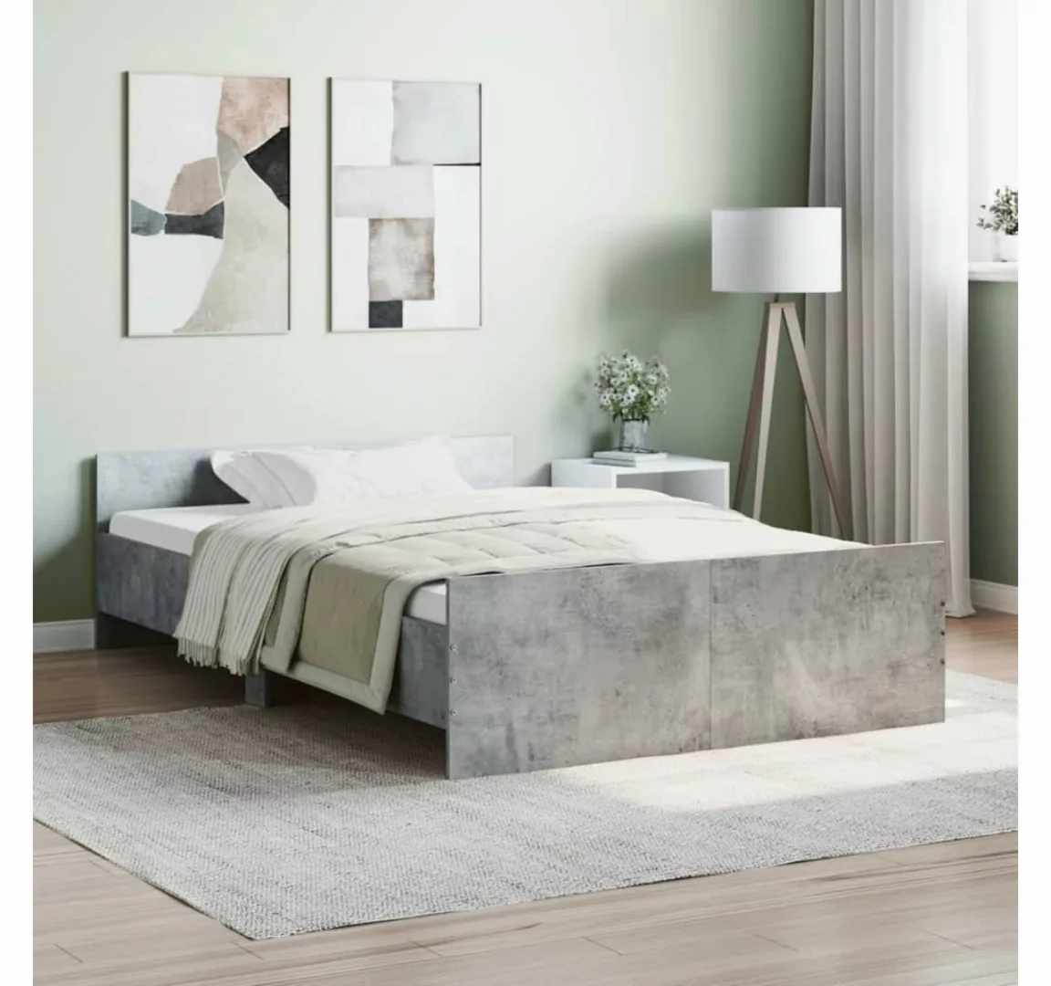 furnicato Bett Bettgestell mit Kopf- und Fußteil Betongrau 120x200 cm günstig online kaufen