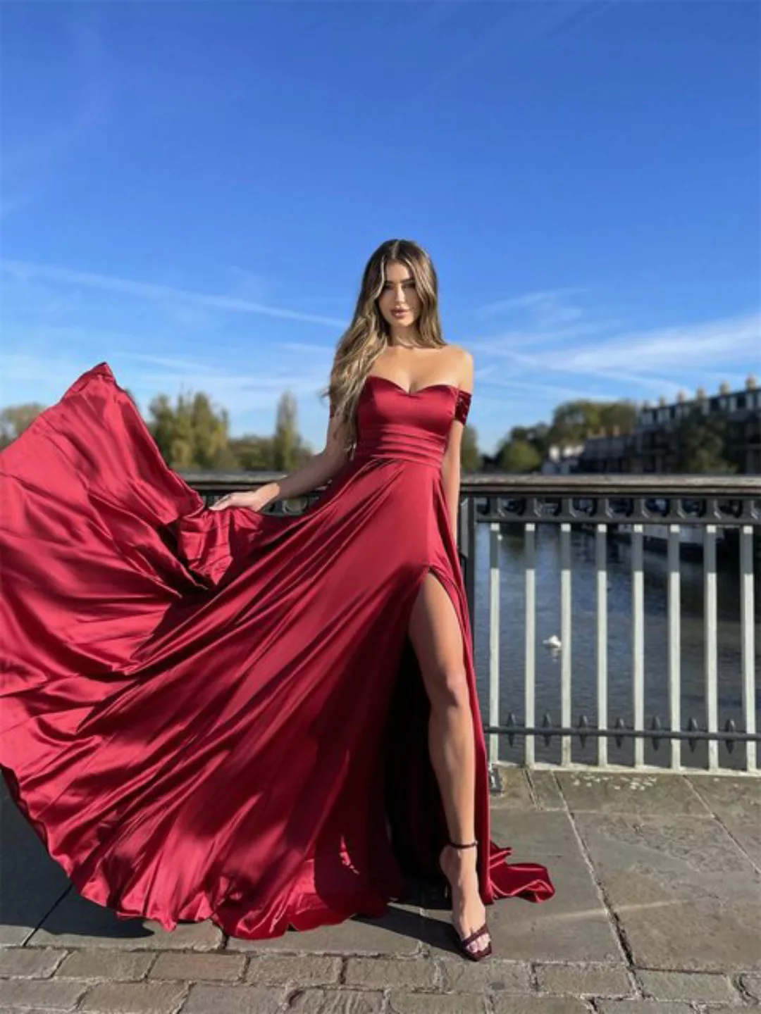 RUZU UG Abendkleid Neues sexy Hochzeits-Abendkleid mit U-Boot-Ausschnitt un günstig online kaufen
