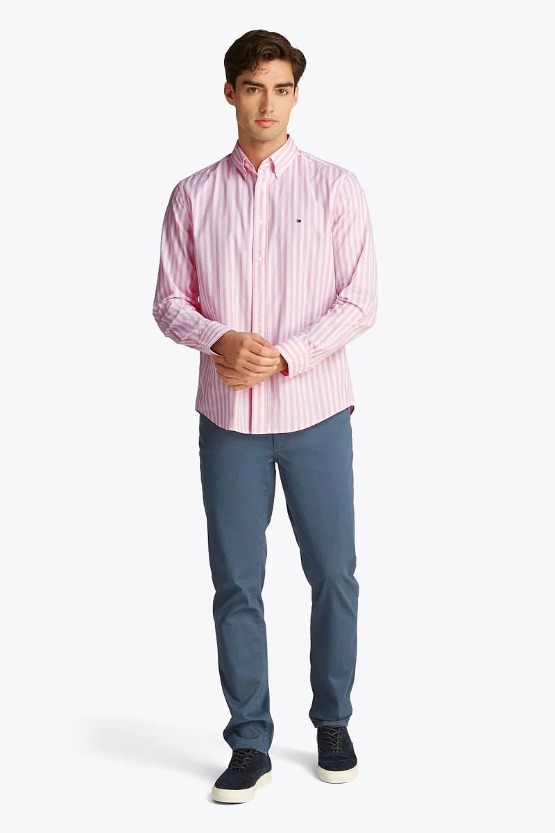 Tommy Hilfiger Poplin Hemd Streifen Rosa - Größe XXL günstig online kaufen