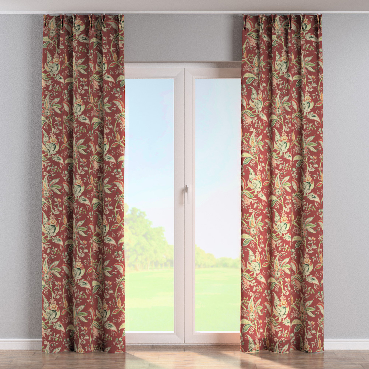 Vorhang mit flämischen 2-er Falten, rot, Gardenia (142-12) günstig online kaufen