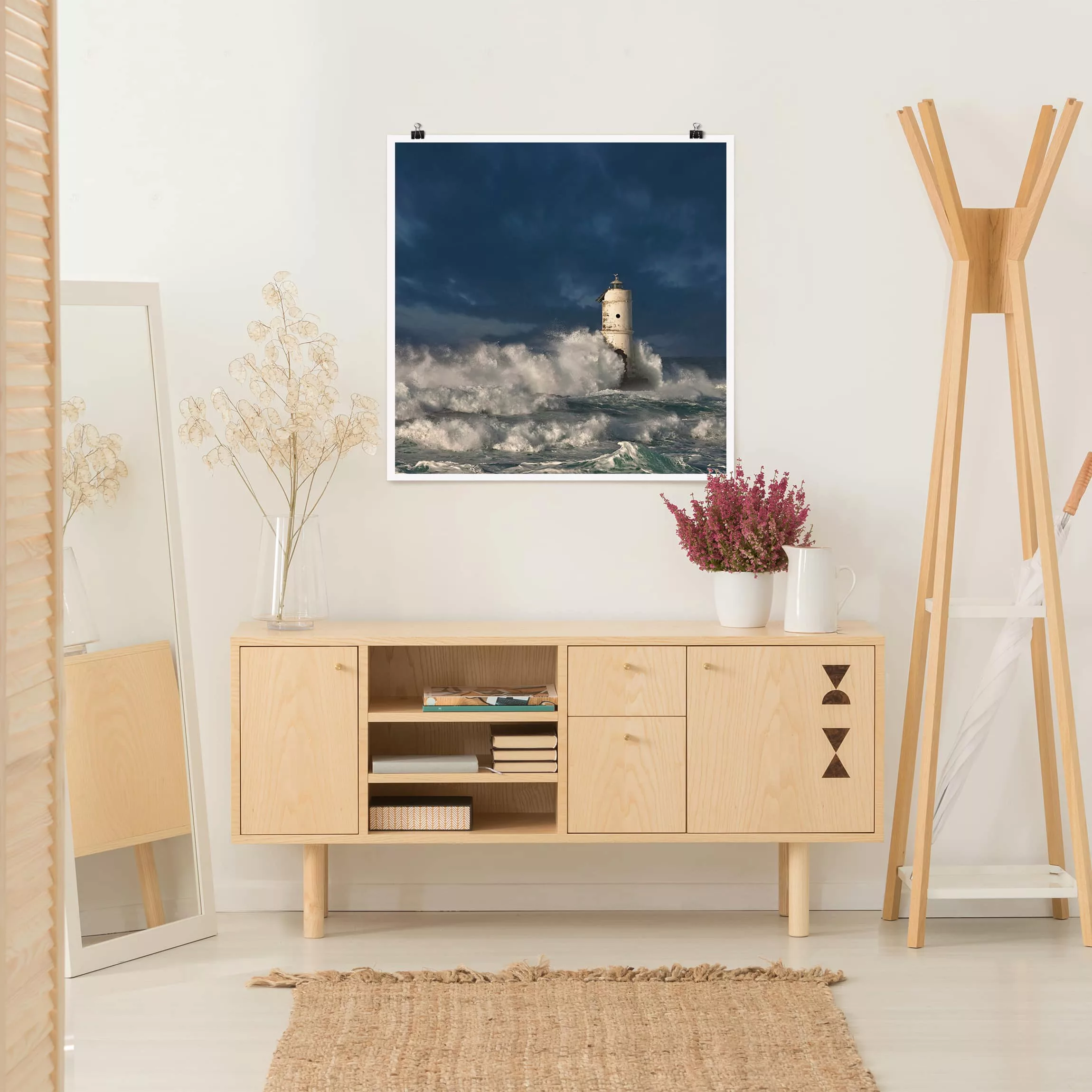 Poster Strand - Quadrat Leuchtturm auf Sardinien günstig online kaufen