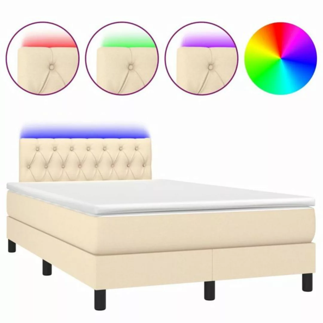 vidaXL Bettgestell Boxspringbett mit Matratze LED Creme 120x200 cm Stoff Be günstig online kaufen